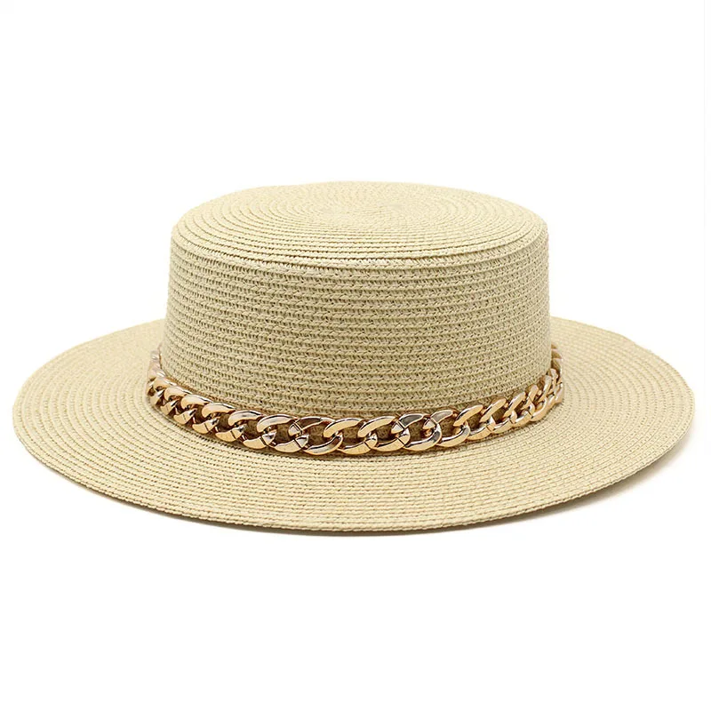 

2021 New Panama Straw Hat Female Sun Hat Women Summer Beach Sunscreen Travel Holiday Flat Top Soft Wide Brim Jazz Hat Fedora Cap