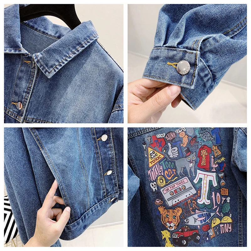 ВИНТАЖНАЯ ДЖИНСОВАЯ КУРТКА ZQLZ женская Свободная Повседневная Осенняя джинсовая