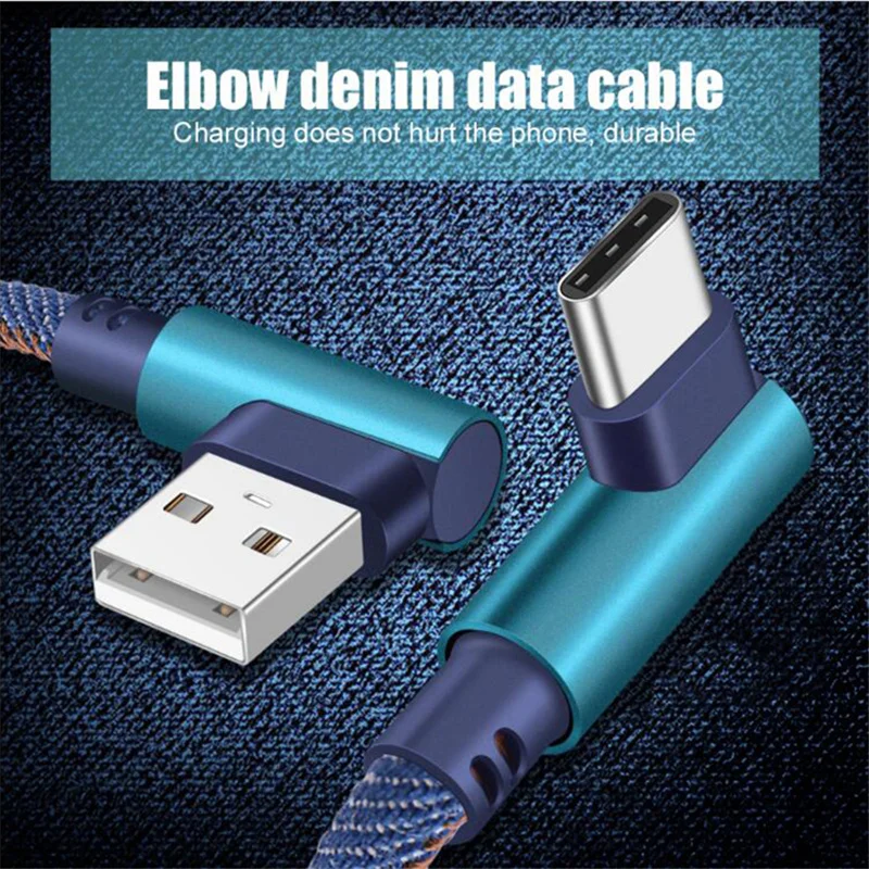 Кабель USB Type C 90 градусов кабель для быстрой зарядки Huawei P10 P20 P30 Pro Lite Samsung Redmi Note 7