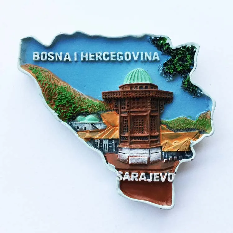 

QIQIPP Bosnia and Herzegovina Capital Sarajevo Gozhuselberg Mosque Landscape Tourist Souvenir Fridge Magnet