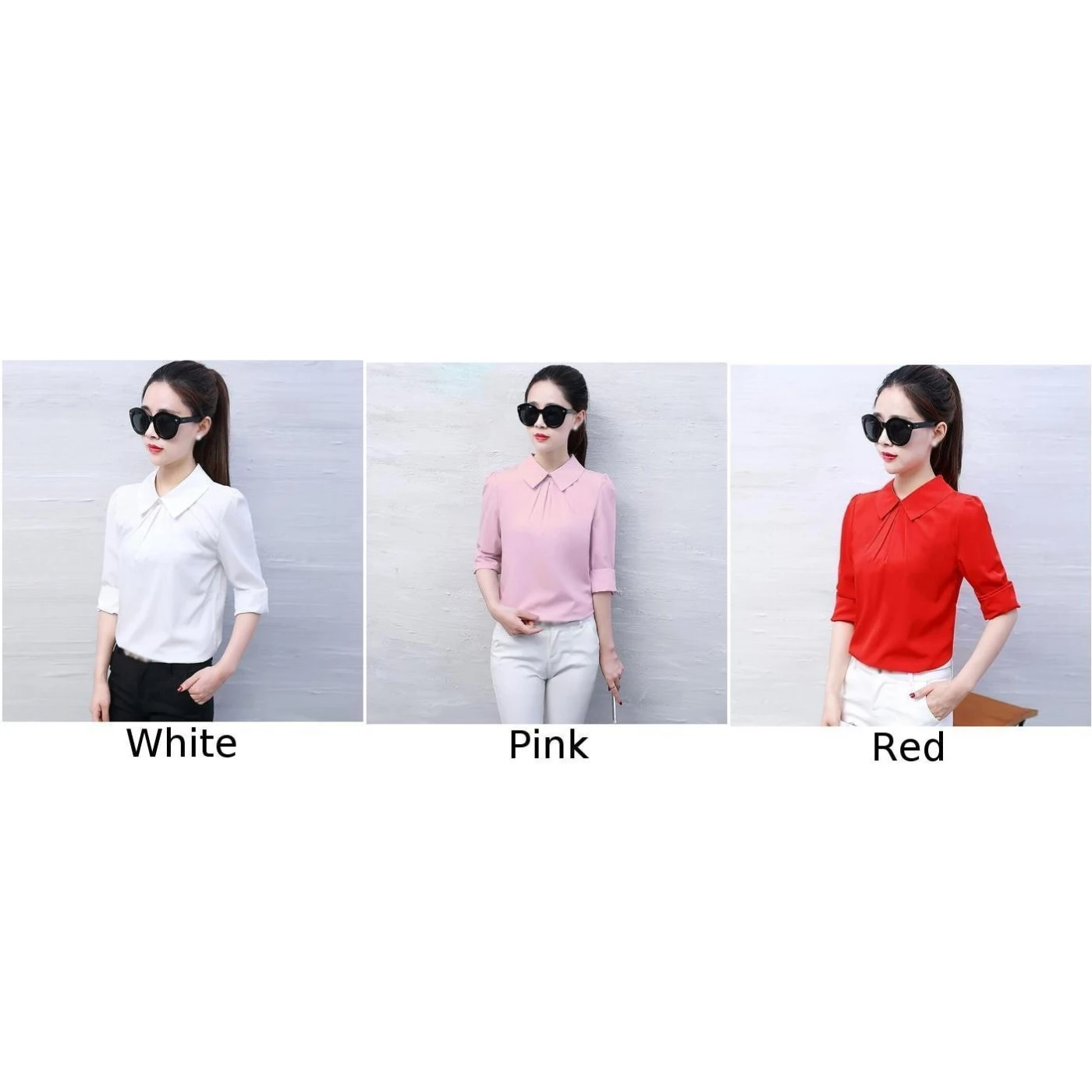 Женская блузка осень длинный рукав лук Тонкий Белый Топы офисные облегающие