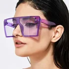 Женские и мужские Квадратные Солнцезащитные очки Siamese, большие, с прозрачными линзами, слитные, зеркальные, UV400