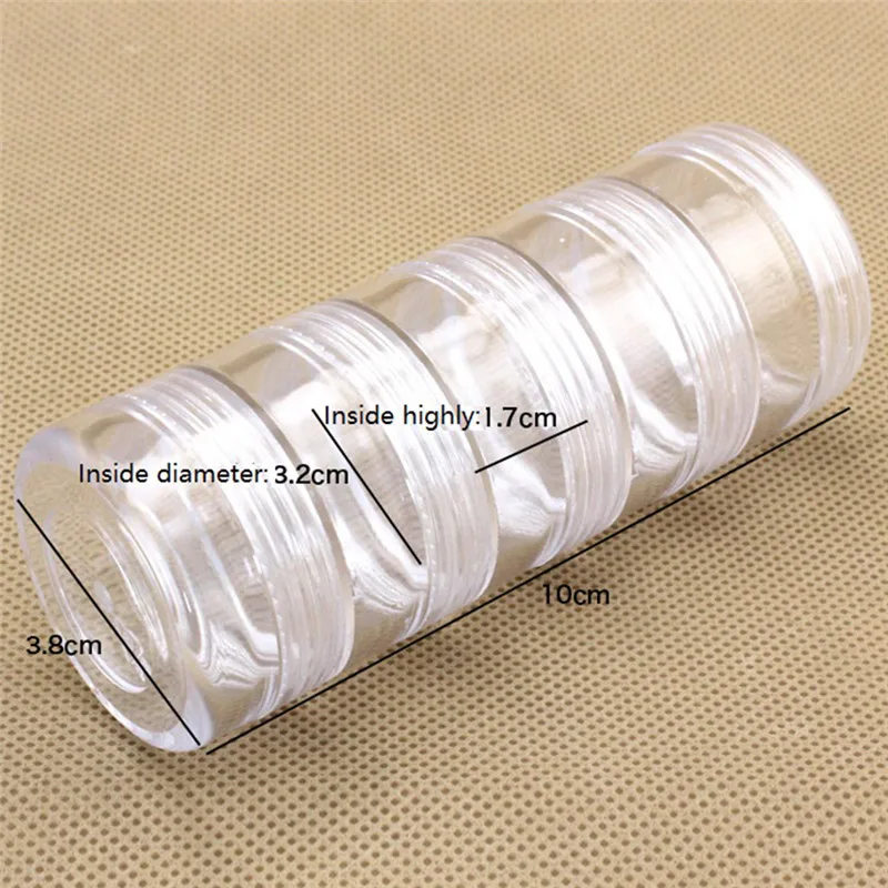 

JETTING Transparent 5 Slots Pills Box Medicine Box Case Organizer Holder Refillable Bottle 3.8*3.8*10cm