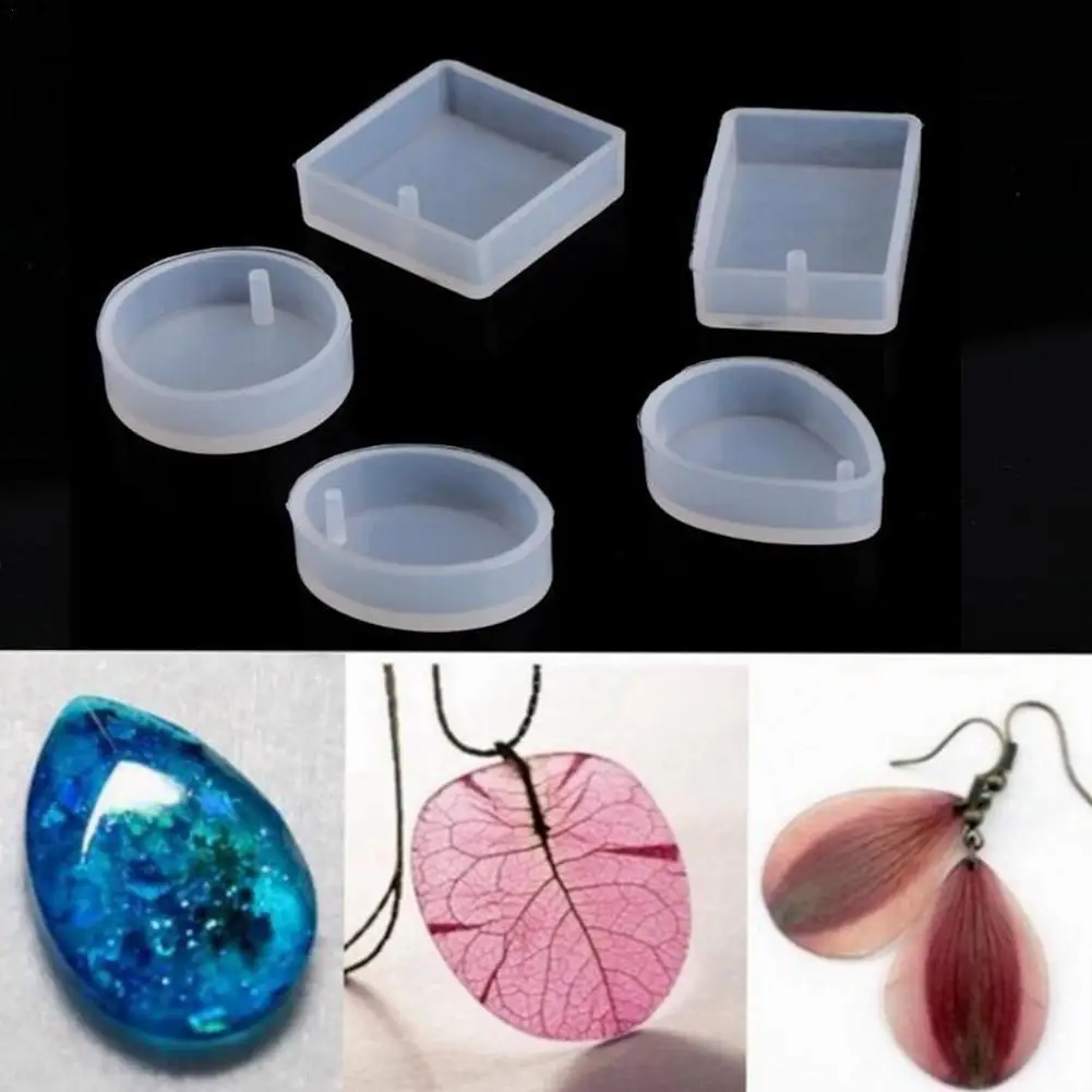 

5 Pieces/pack Mixed Size Epoxy Resin Silicone Mold Square Round Handmade Gem Pendant Craft Tool DIY Jewelry Making Finding