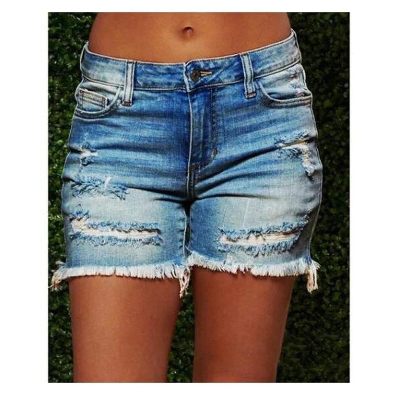 

Summer High Waist Slim Denim Shorts Women New Fashion Worn Tassel Tight Five Point Shorts Sexy Casual Frayed Jeans Short Female