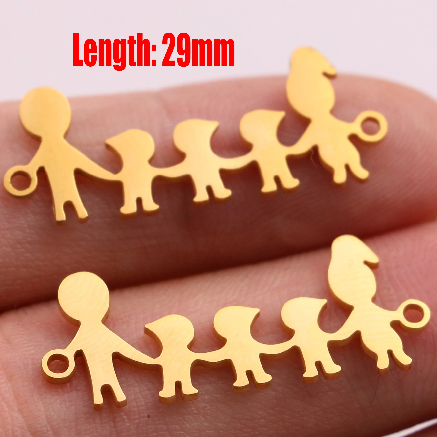 5pcs Family Chain Stainless Steel Pendant Necklace Parents and Children Necklaces Gold/steel Jewelry Gift for Mom Dad New Twice - Цвет: Gold 29
