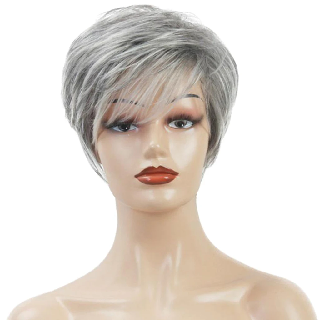 Серые парики из человеческих волос для женщин короткий волнистый парик