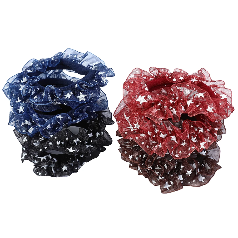 Molans 10PCS кружевной безшовный шов Линия Пятиконечная Звезда/Точечный узор Волос Круг Смешанный Цвет Случайная Доставка Девочка Аксессуары.