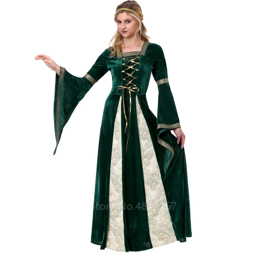 

Victorian Drama Performance Vintage Court Long Sleeve Dress Renaissance Middle Ages Halloween Costumes for Women Carnival Party