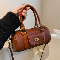 vintage cylinder tote bag winter new high quality pu leather womens designer handbag luxury brand shoulder messenger bag