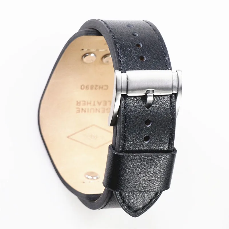 Rivet Genuine Leather Watch Strap For Fossil Ch2564ch2565 Ch2891ch3051 Ch2890 22mm Men Black Tray Watchband Wristband Bracelet