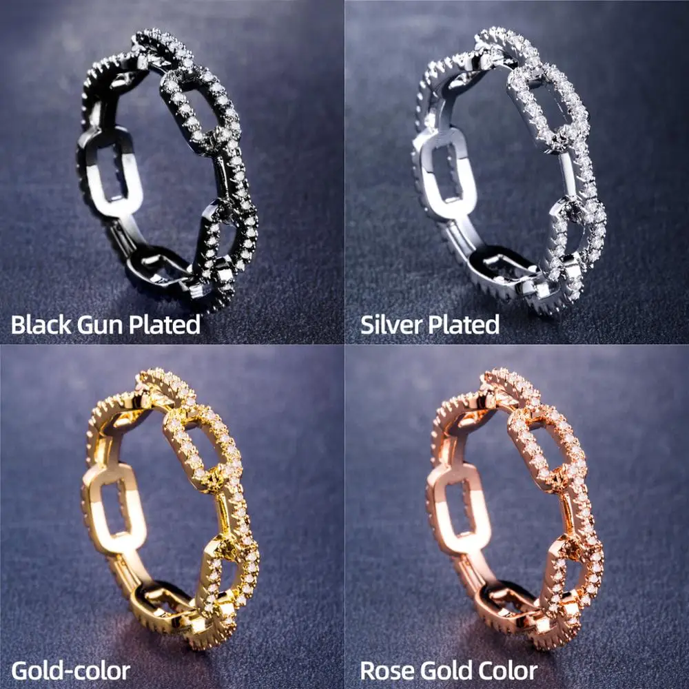 

Creative Chain Design Women Ring With Micro Paved Destiny Link Couple Ring For Girlfriend&Boyfriend Hot Selling Items