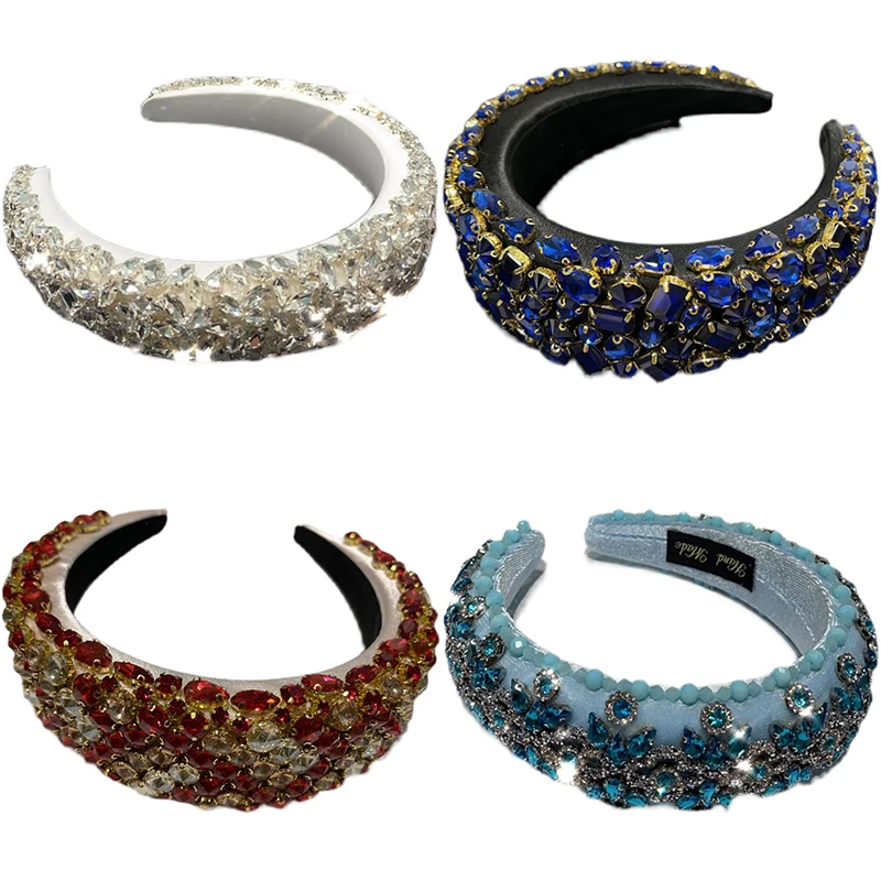 

Luxury Rhinestones Headbands Baroque Full Crysta Hairbands Hair Hoop For Women Wedding Catwalk Headdress Hair Accessories