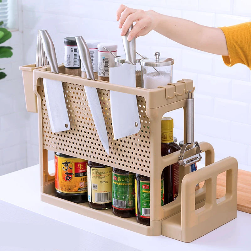 

Kitchen Racks Supplies Utensils Storage Rack Floor Storage Rack Knife Rack Double Rack Seasoning Seasoning Rack Kitchen