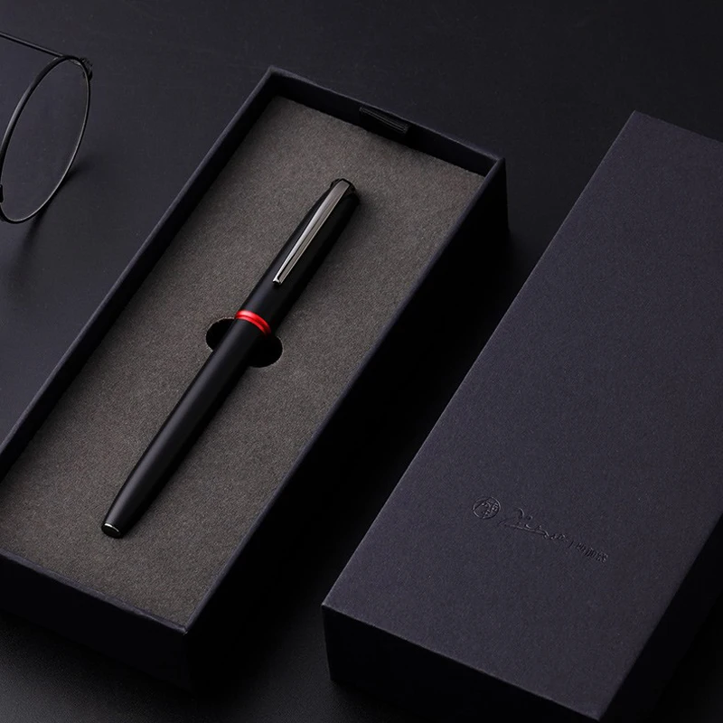 

Picasso 916 Pimio Classic Metal Roller Ball Pen Titanium Black Matte Barrel & Red Ring For Business Writing Pen With Gift Box