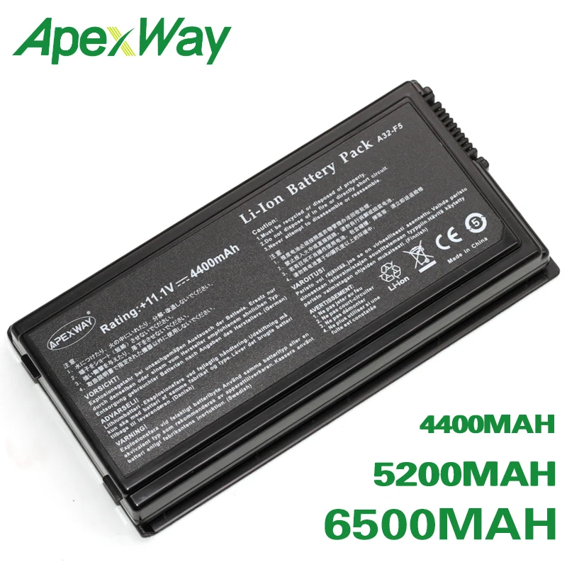 ApexWay Аккумулятор для ноутбука ASUS A32 F5 90 NLF1B2000Y F5C F5GL F5M F5N F5Ra F5RI F5SL F5Sr F5V F5VI F5VL|laptop