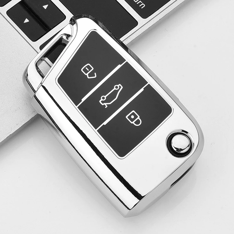 Новинка мягкий ТПУ чехол для автомобильного ключа с 3 кнопками Volkswagen VW Golf 7 mk7 Seat