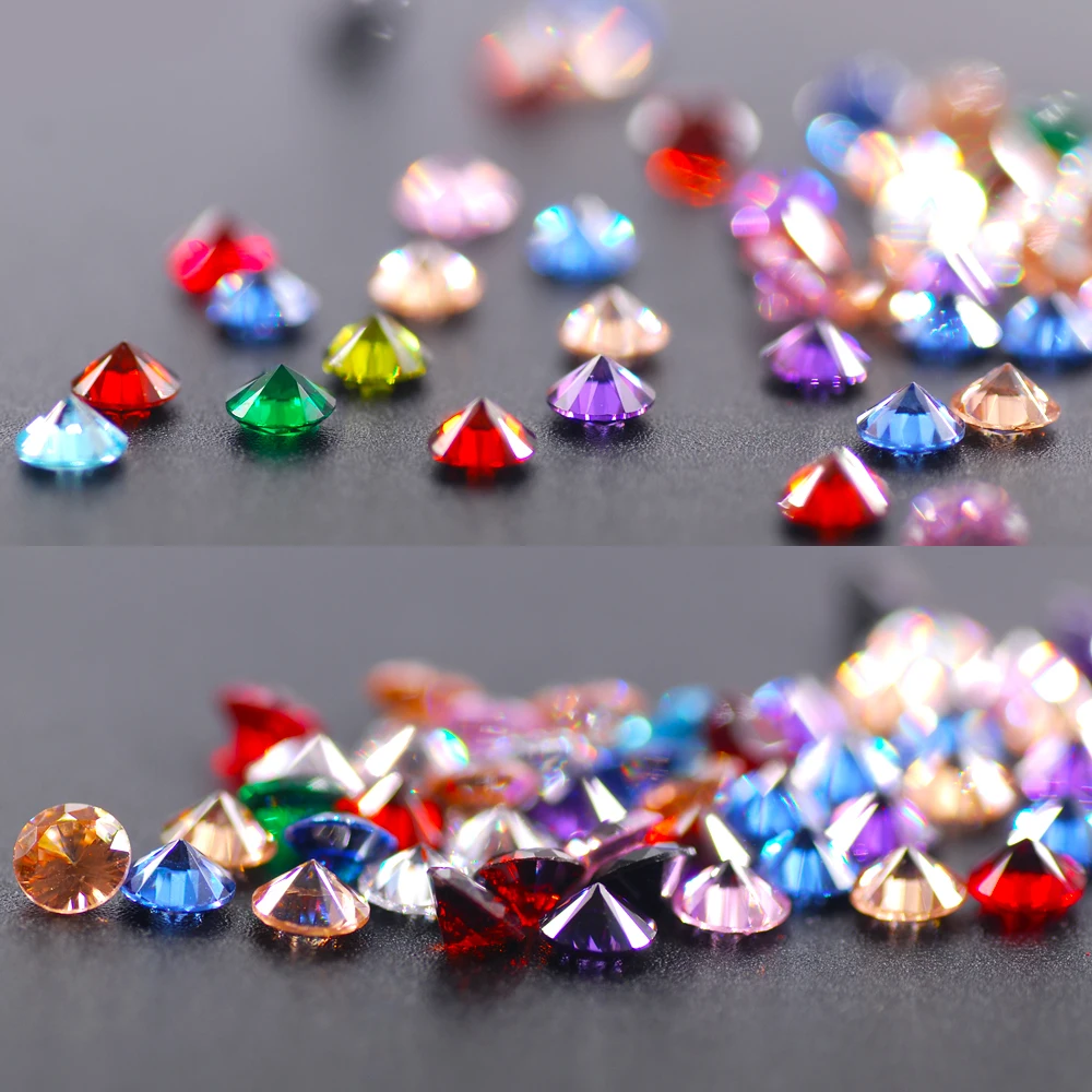 

50pcs 4, 6, 8mm 5A Round Single Through hole Colorful Cubic Zirconia Stone Bead Sewing Handicraft Decorations gem