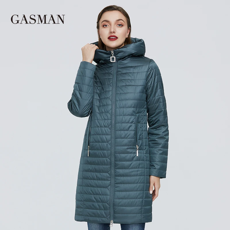 GASMAN 2021 Тонкая зимняя куртка на молнии с капюшоном женская модная парка карманами