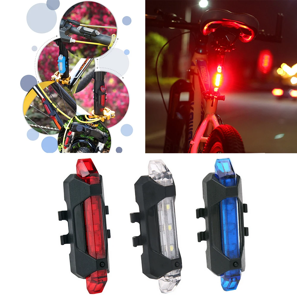 

Светодиодные велосипедные фонари, водонепроницаемый задний фонарь, зарядка через USB, стоп-сигнал для горного велосипеда, предупреждающий ф...
