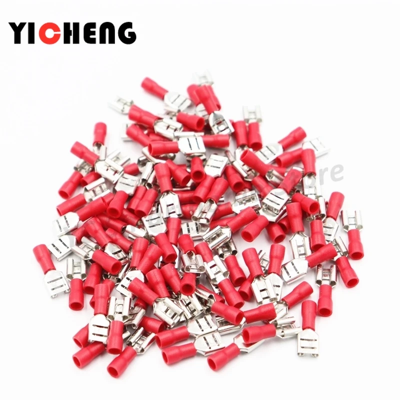 

50pcs male and female butt insulated terminals plug spring cold-pressed terminal block insert end FDD1-250 FDD2-250 FDD5-250