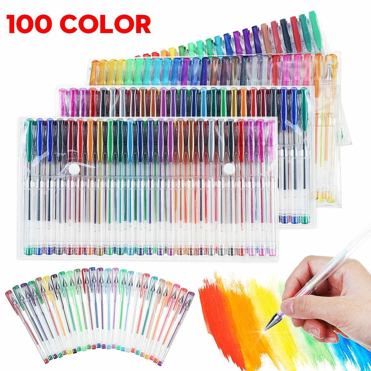 

100/48 Colors Gel Pens Set Refills Gel Ink Pen Metallic Pastel Neon Glitter Sketch Drawing Color Pen Art Stationery