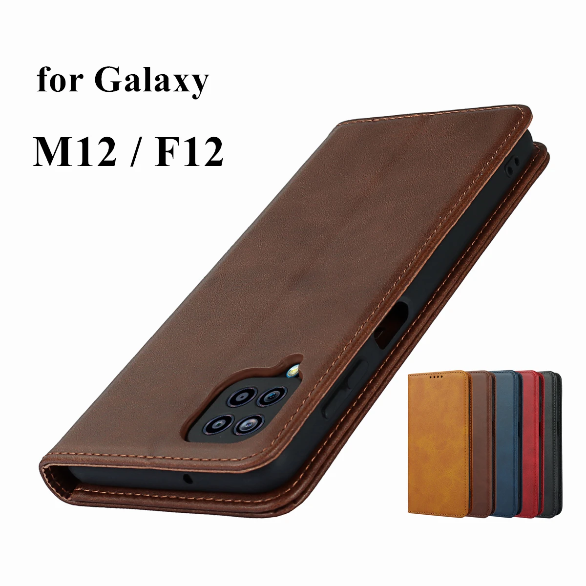 

Leather case for Samsung Galaxy M12 / F12 Flip case card holder Holster Magnetic attraction Cover Case Wallet Case