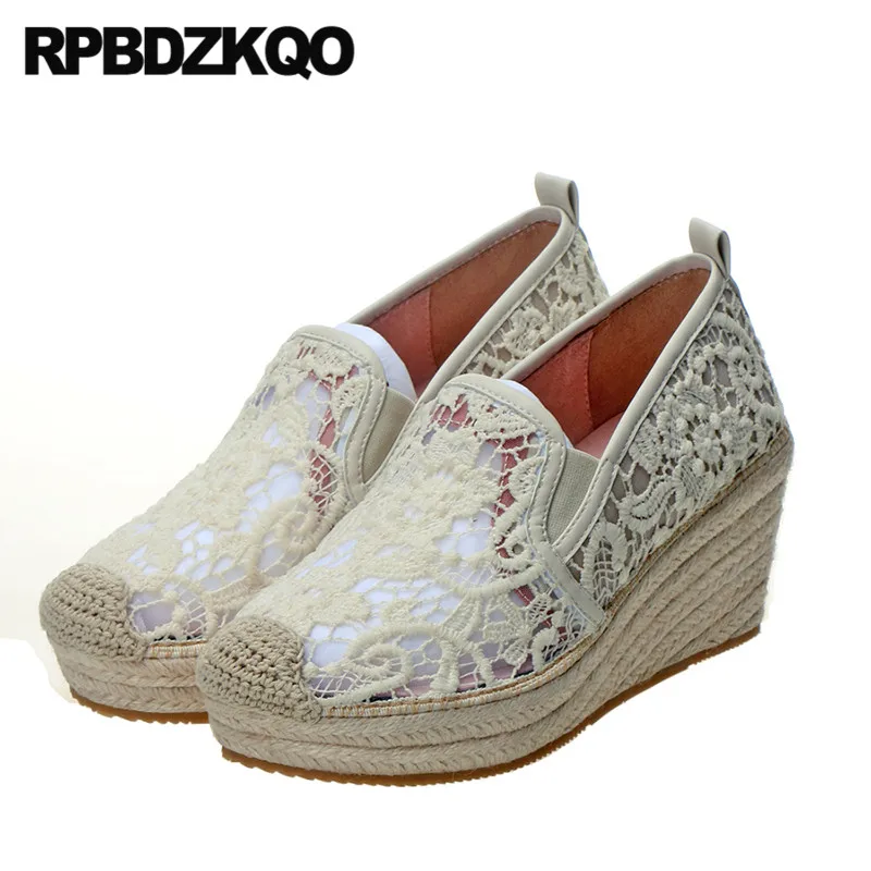 Черный Размер 4 Большие размеры 34 на платформе Балетки Эспадрильи Женская обувь