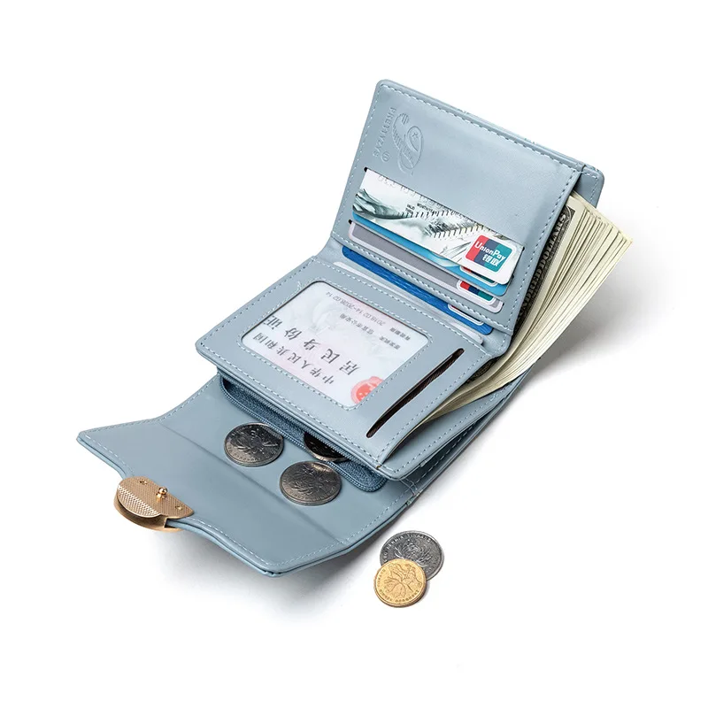 

2020 New Leaf Print Women's Wallet Short Girls Purse Card wallet