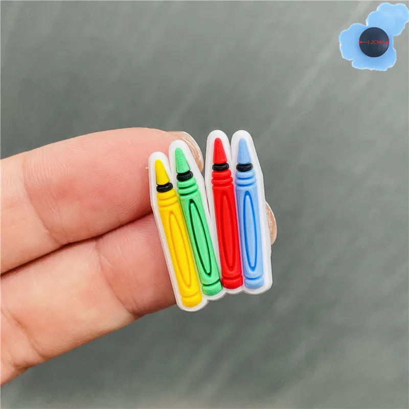 1pcs PVC Pencil School Bus Kids Shoes Accessories Garden Shoe Decorations Fit Croc Jibz Charm Backpack Party Present images - 6