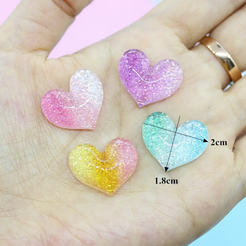heart 10 шт./партия, плоская смола кабошон, градиент, блеск, звезда, сердце, галстук-бабочка, кабошоновые украшения, DIY Deco запчасти, аксессуары - Цвет: heart