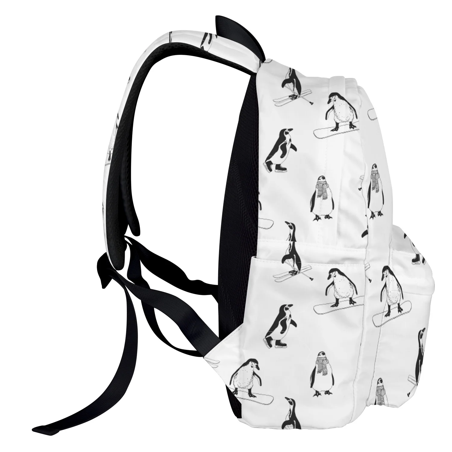 Белый рюкзак с рисунком скейтборда пингвина для студентов колледжа ноутбука
