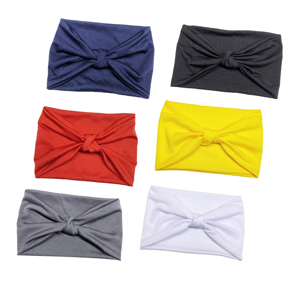 

6x Womens Simple Style Yoga Headbands Knot Turban For Sports Workout Running