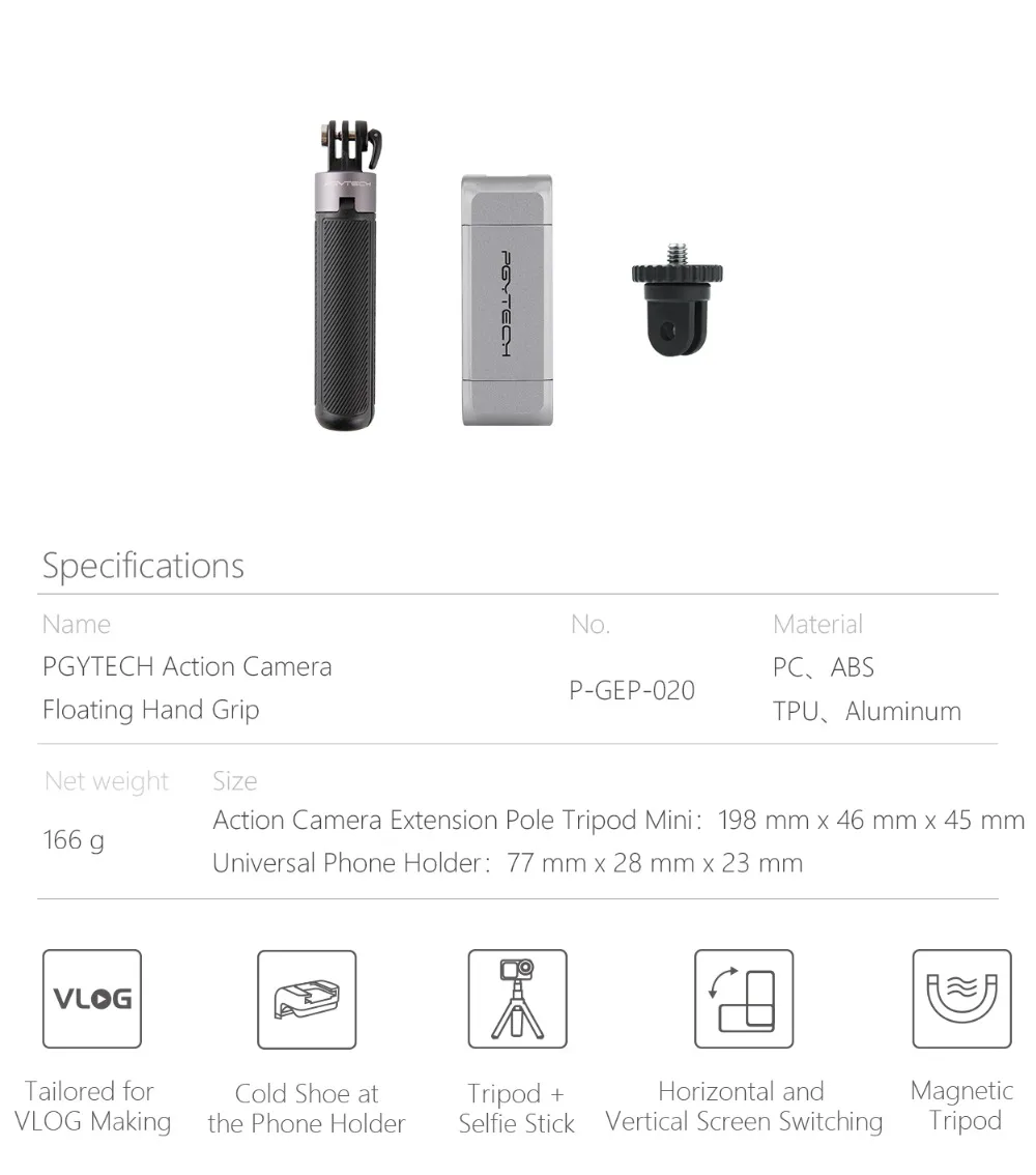 PGYTECH Osmo Pole удлинитель, масштабируемый держатель для DJI OSMO Pocket Gimbal Mobile 2 Zhiyun Smooth 4 Аксессуары для стабилизаторов