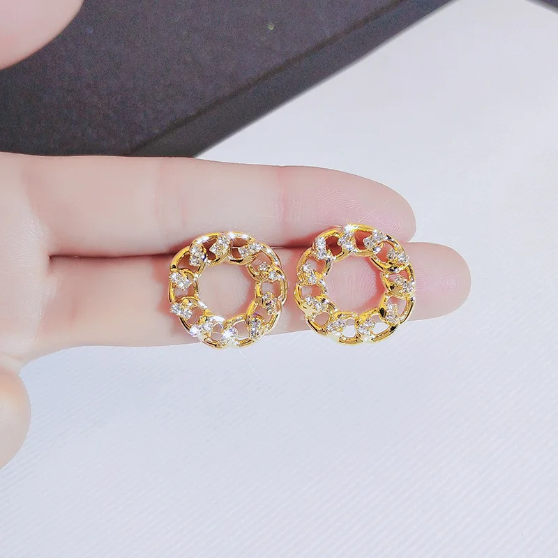 

Romantic 14K Gold Plated Cute Small Stud Earrings Japanese&Korea Delicate Jewelry Brincos Orecchini Zircon Earrings for Women