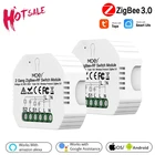 Умный модуль реле переключения Mini Tuya Wi-Fi 3,0, двухклавишный модуль переключателя ZigBee + RF, пульт дистанционного управления, работает с Alexa Google Home