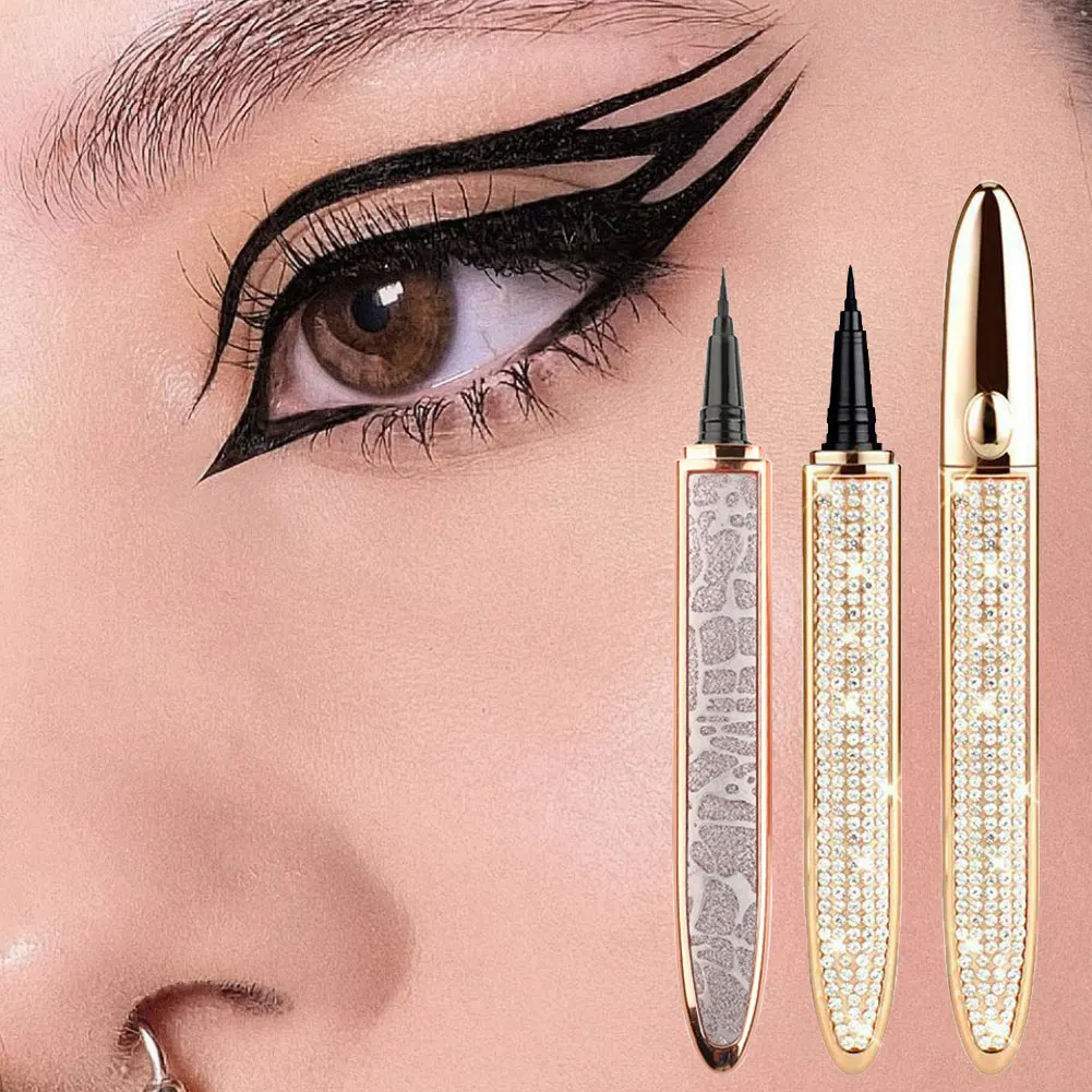 

Quick-drying Black Eyeliner Pen Diamond Magic Eyelash No Glue Self Adhesive EyeLiner Pencil Waterproof 2 In 1 Eyes Makeup