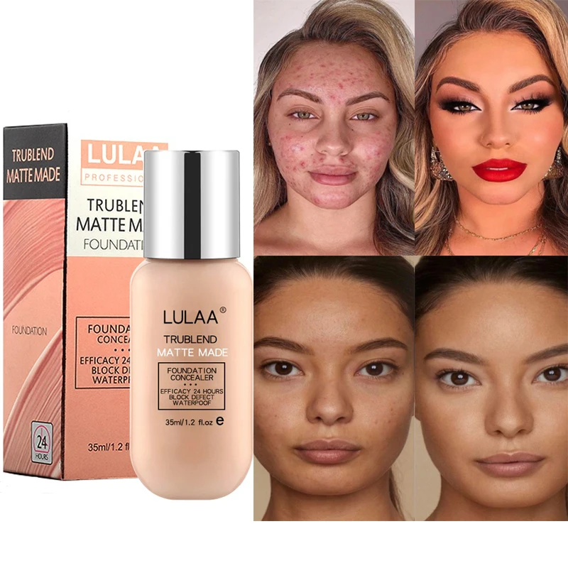 

35ml Liquid Foundation Base Makeup Nude Matte Long-lasting Full Coverage Face Concealer Skin Care Primer Moisturizer