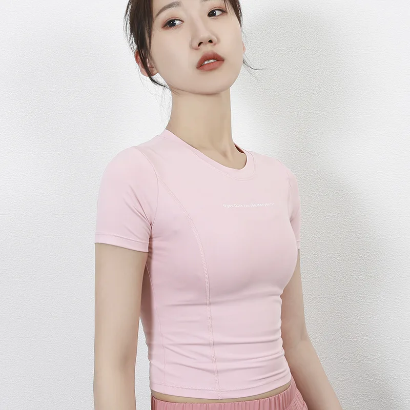 

Quick-drying Clothes Breath Women's Slimming Yoga Running Sports T-shirt Sexy fitness Short-sleeve Workout Top