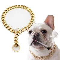 dog chain collar stainless steel personalized dog collar luxury designer french bulldog american bully pitbull pet training gold