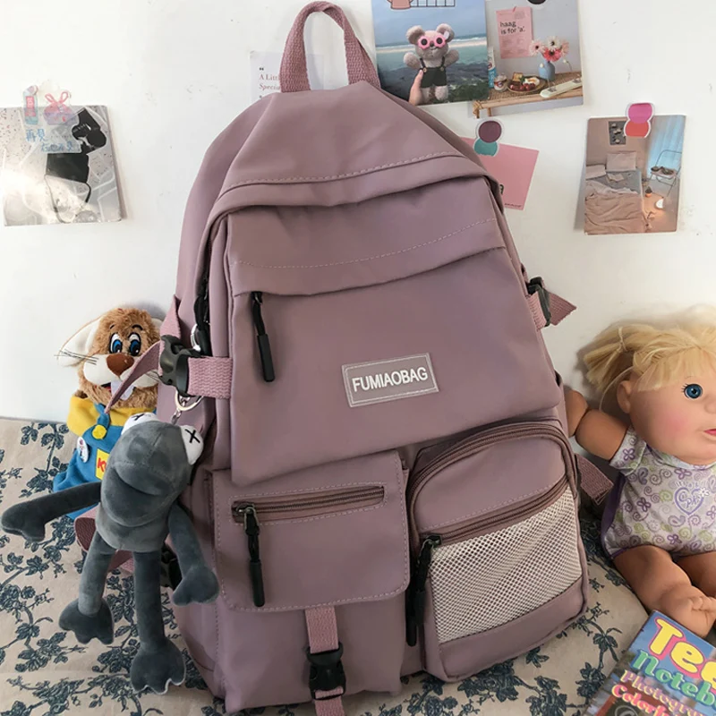 

Double Waterproof Nylon Women Backpack Female Multi-pocket Laptop Backpack Unisex Travel Bag College Schoolbag for Teenage Girls