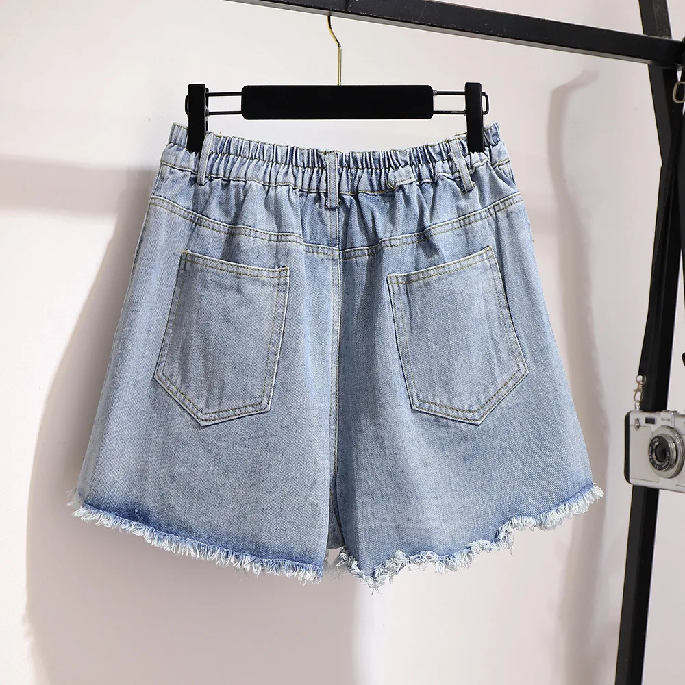 Джинсовые шорты с широкими штанинами свободного покроя трапециевидные брюки