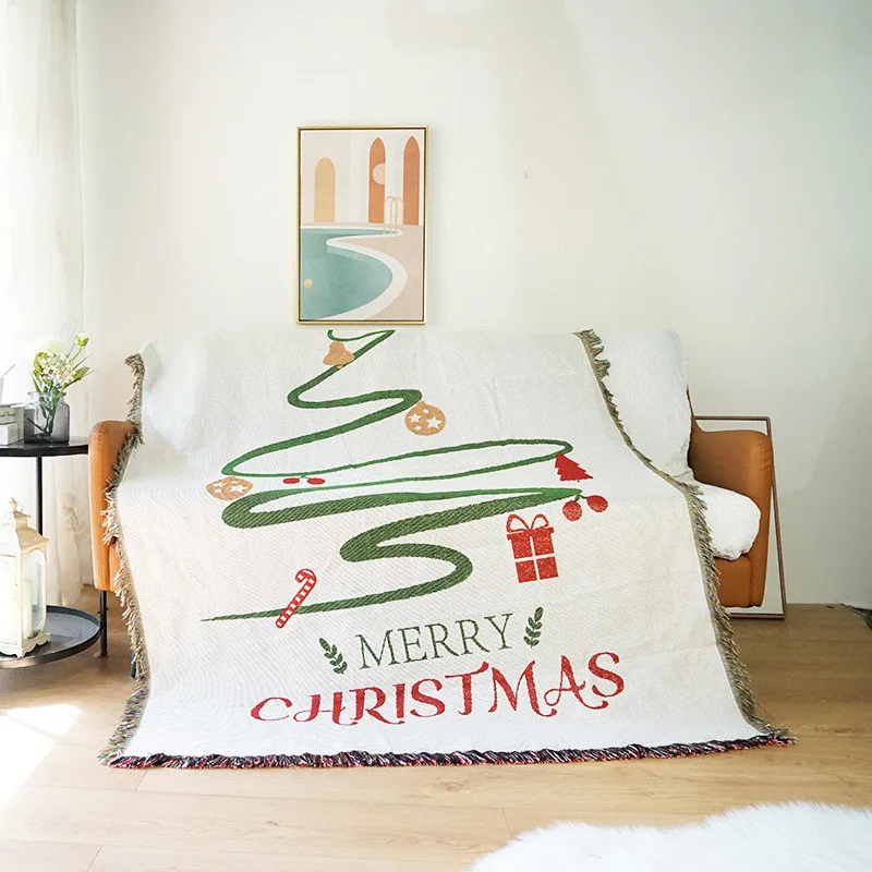 

New Merry Christmas Throw Blanket Blanket Festival Tree Gift Decoration Slipcover Cobertor Sofa Bed Sheet Blankets Tassel