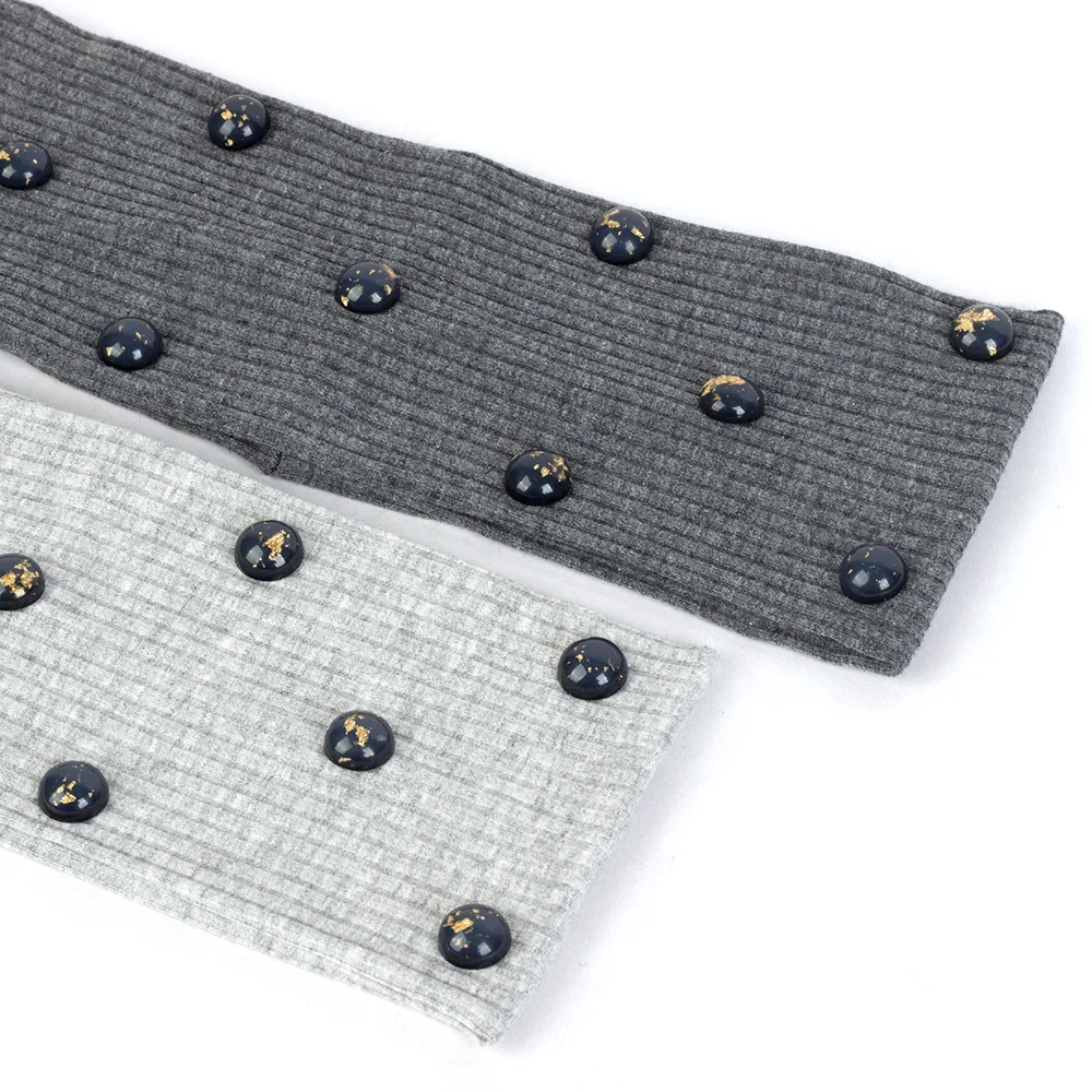 Женская трикотажная повязка на голову в рубчик однотонная эластичная плоская