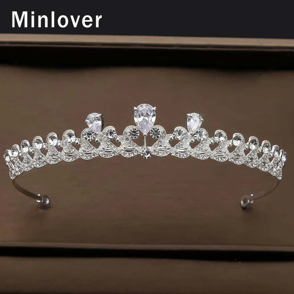Тиары и короны Minlover в форме сердца с фианитом женские свадебные аксессуары для