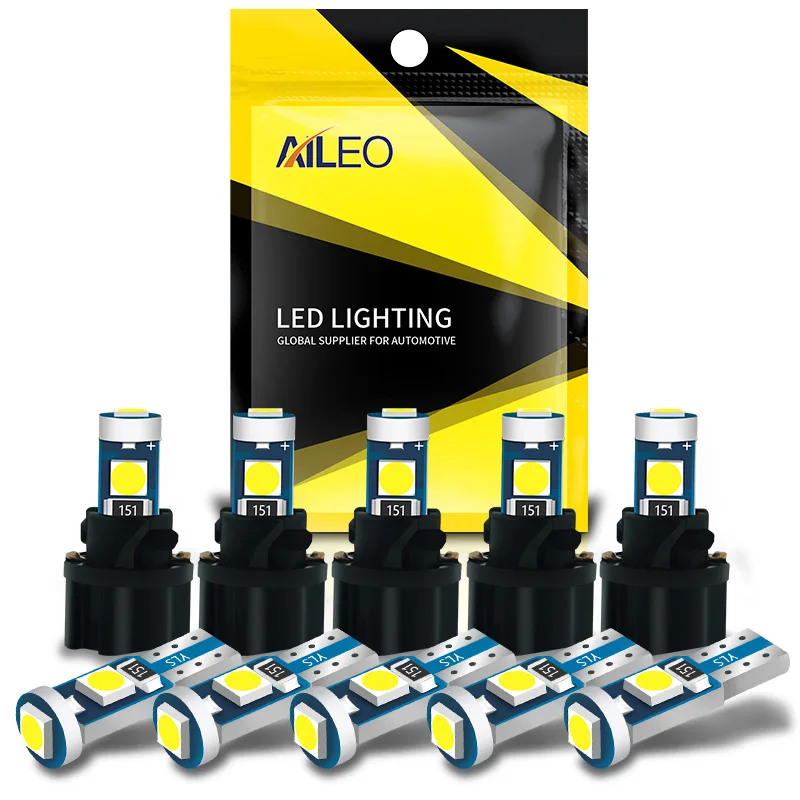 AILEO 10 шт. T5 W3W W1.2W PC74 PC37 PC118 сверхъяркий Светодиодный индикатор для подогрева