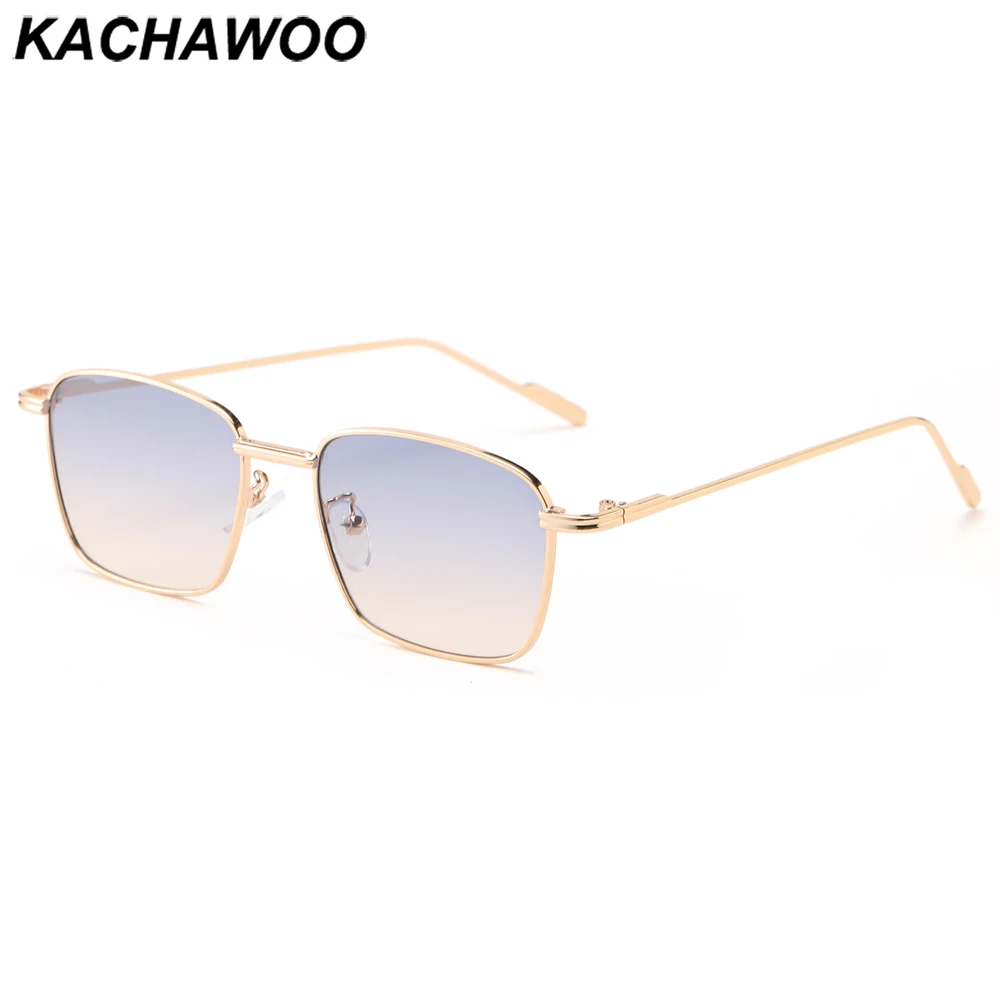 

Kachawoo men's square sunglasses small frame gradient lens metal sun glasses for women blue brown colored best seller cheap