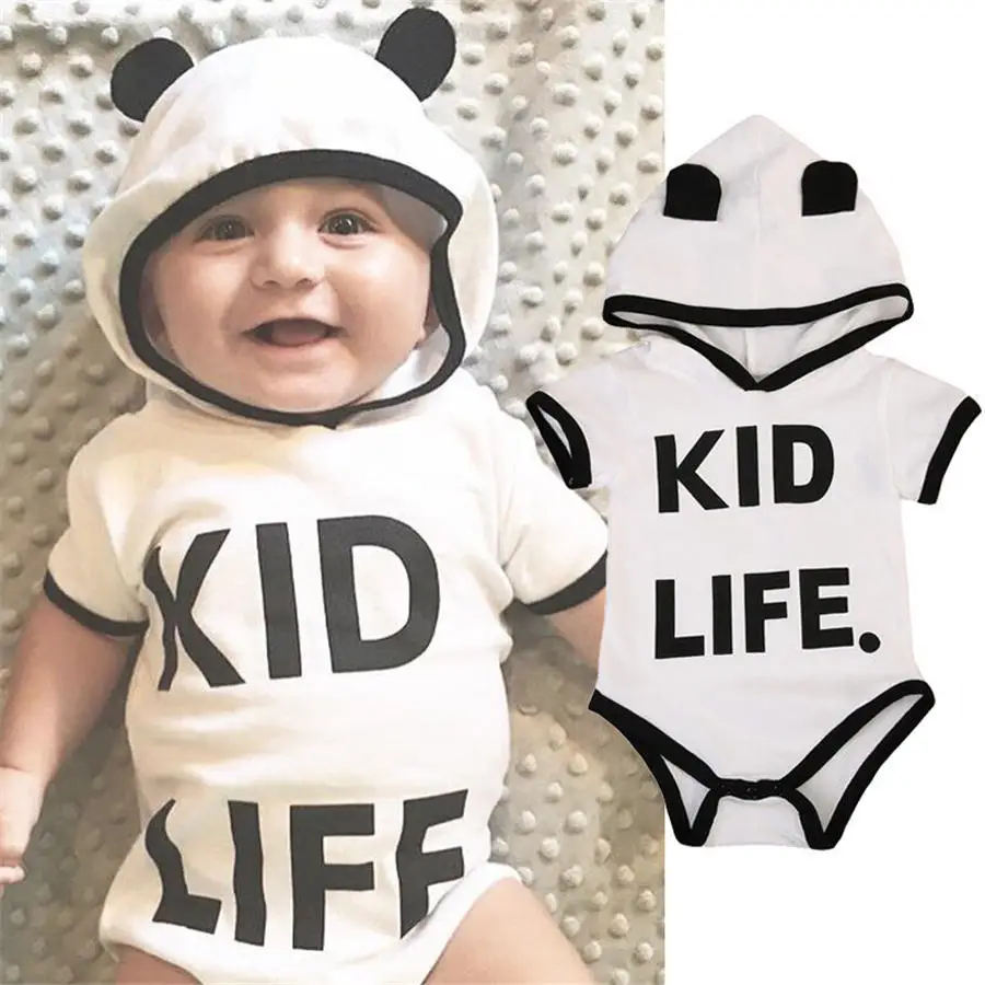 Комбинезон с капюшоном и надписью Life для новорожденных мальчиков девочек одежда