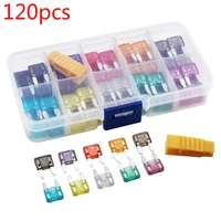 120 pcsbox car insurance sheet plastic box with clip profile small size blade car fuse assortment for auto car truck set