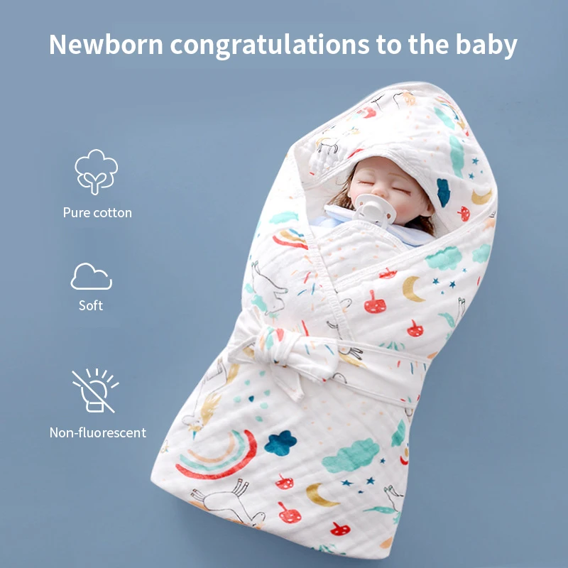 Colcha para beb&eacute; reci&eacute;n nacido de seis capas de algod&oacute;n puro, colcha para beb&eacute; reci&eacute;n nacido de gasa, edred&oacute;n para beb&eacute;, manta de oto&ntilde;o e invierno-0